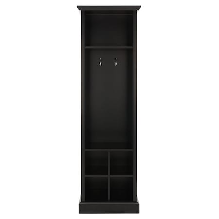 Safavieh 20 x 16 x 68 in. Surrey 6-Shelf 2-Hook Bottom Storage Hall Tree, Black ETG2101B
